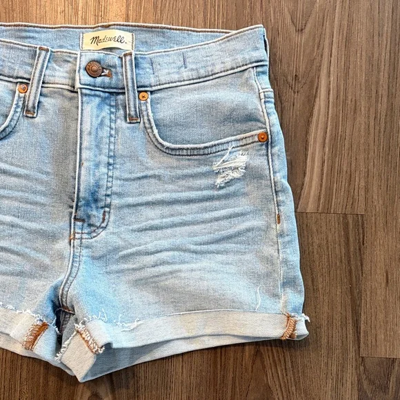 Madewell High-Rise Denim Jean Shorts - Raw Hem - Size 26 - Picture 2 of 9